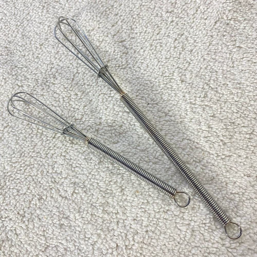 5/$35 Set of Two Silver Tone Metal Tiny Wire Whisks